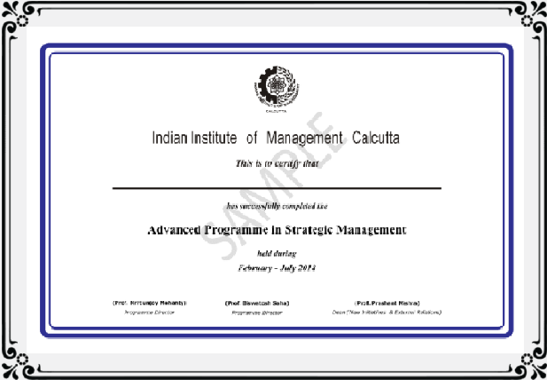 IIMC Advanced Strategic Management Programme Certificate