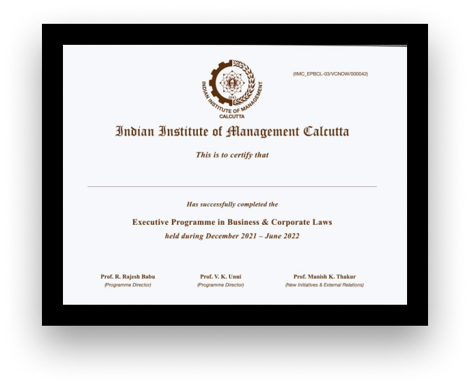 IIMC Advanced Strategic Management Programme Certificate