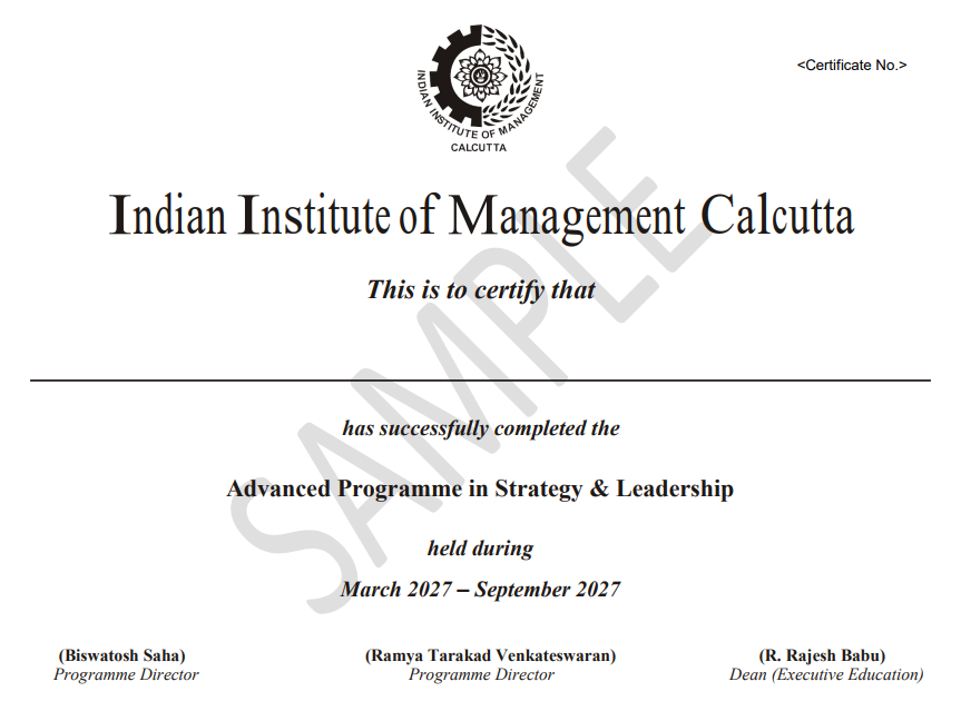IIMC Advanced Strategic Management Programme Certificate