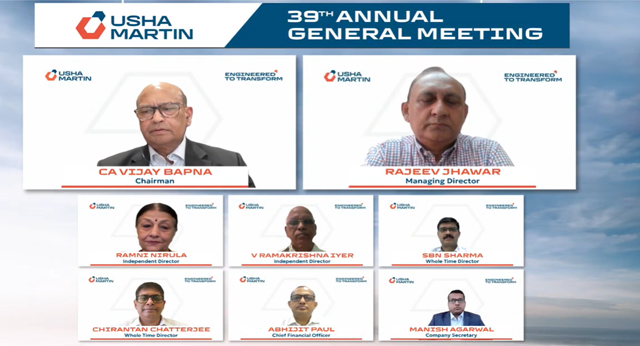 Usha Martin Limited, 39th Annual General Meeting,